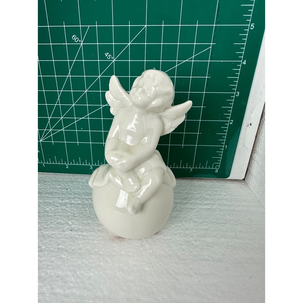 Angel Sitting on Ball Figurine Ornament Home Decor Shelf Display Ceramic